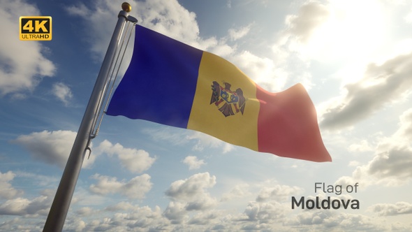 Moldova Flag on a Flagpole - 4K