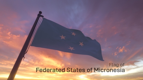 Micronesia Flag on a Flagpole V3