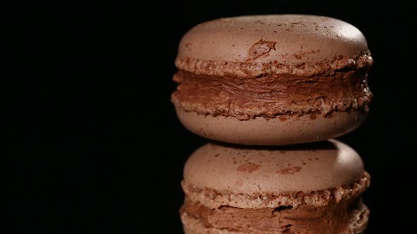 Traditional Italian Macaron Cookies With Sweet Chocolate and Caramel Filling