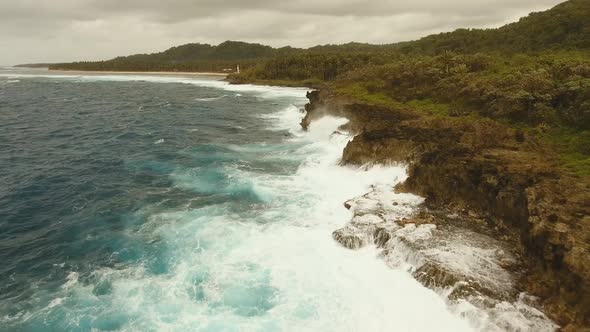 Rocky Coast of Tropical Island