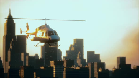 Silhouette Helicopter at City Scape Background alt