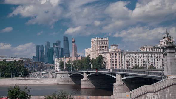 Borodino bridge and view of Moscow city
