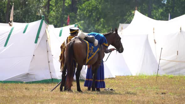 Cavalryman with war horse