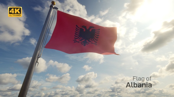 Albania Flag on a Flagpole - 4K