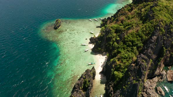 Tropical Seawater Lagoon and Beach Philippines El Nido