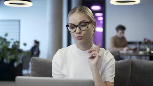 Video Call Talking By Attractive Businesswoman