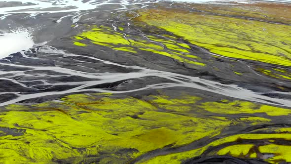 Aerial View of Glacier River Delta in Iceland