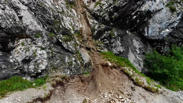 Rock fall on the Traunstein in Gmunden in Upper Austria drone video