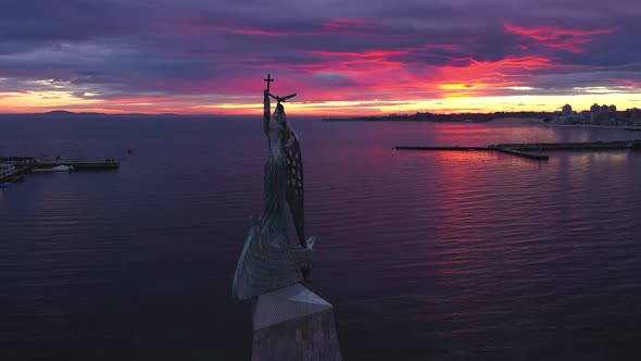 Monument to the patron of sailors in the old town Nessebar