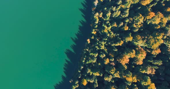 Beautiful volcanic lake of Romania in the sunlight -St Ana