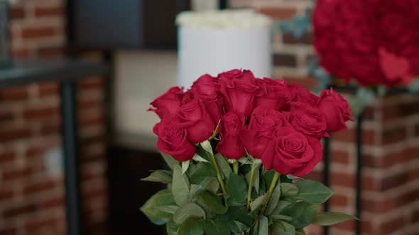 Bouquet of Red Roses Present for Valentines Day Celebration