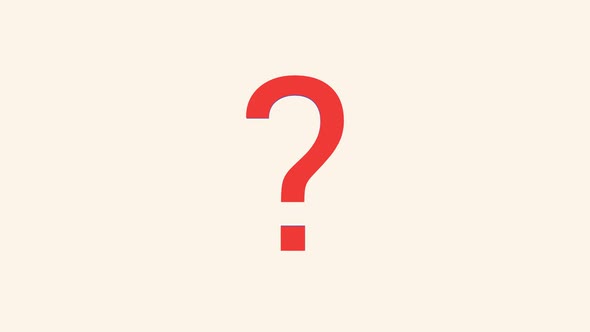 Large Red Question Mark Minimalistic Animation in Pastel Colors