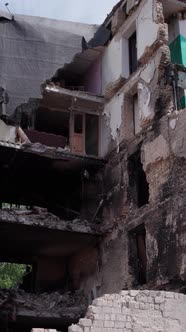 Vertical Video of War in Ukraine  Destroyed House