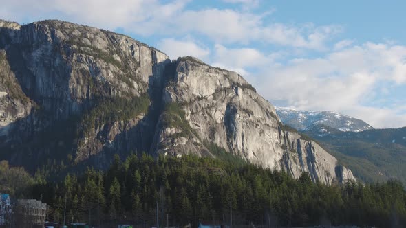 View of the Chief Mountain From a Small Touristic Town