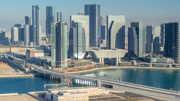 Aerial Skyline of Abu Dhabi City Centre From Above Timelapse