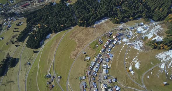 Aerial drone uav landscape nature views of snow mountains in the winter