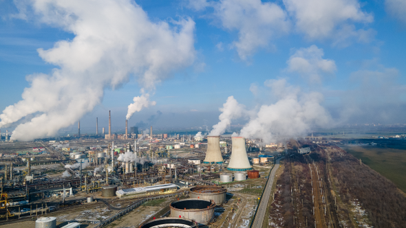 Smooth Drone Flight Above Refinery