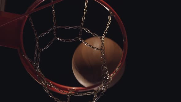 Ball Getting in the Hoop with Metal Net