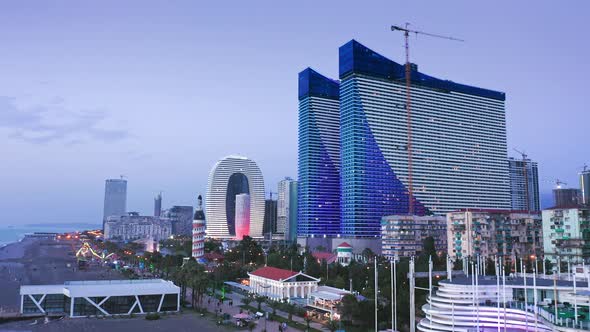 Drone View Of New Residential Skyscrapers At Modern Seaside City Of Batumi