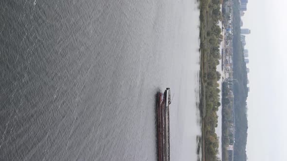 Vertical Video Aerial View of the Dnipro River  the Main River of Ukraine