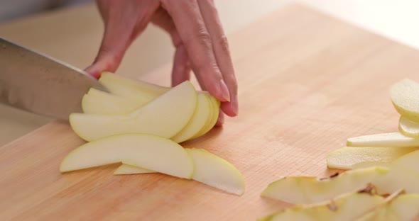 cutting an apple