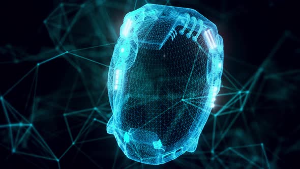 Sci Fi Helmet Hologram Close Up 4k alt