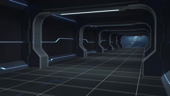 Dark futuristic tunnel