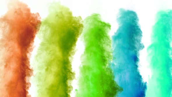 Super Slow Motion Shot of Color Powder Explosion Isolated on White Background at 1000Fps