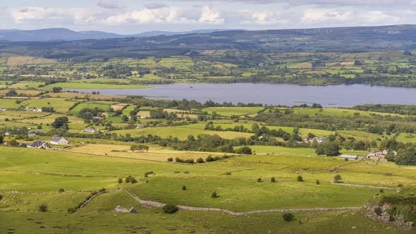 Time lapse of rural agricultural nature landscape during the day in Ireland.