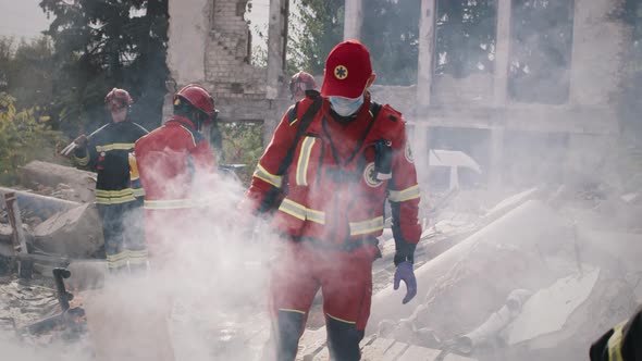 Emergency Service Workers on Ruins
