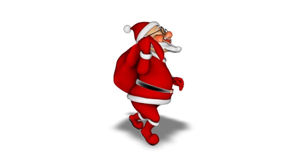 Santa 3D Character - Walk with Bag alt