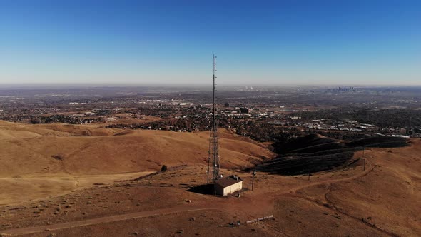 A pan over a towering cell tower