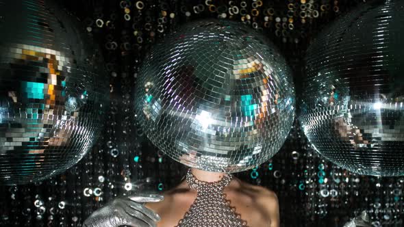 Disco Woman Discoball Glitterball Party Music