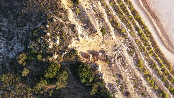 Aerial View of a Gypsum Quarry Mine on the Coast of Crete, Greece