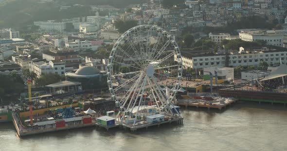 La Perla Ferris Wheel Aerial Travelling Out Malecon Guayaquil City Ecuador