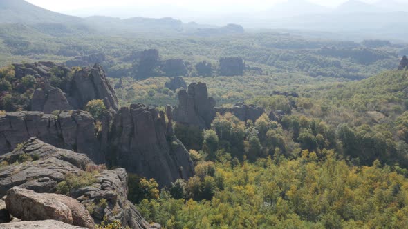 Slow pan on  group of rocks near town of Belogradchik4K 2160p 30fps UltraHD footage - Strange shaped