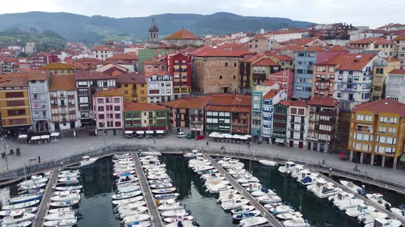 Aerial View of Bermeo Famous Fishing Town in Basque Country Spain