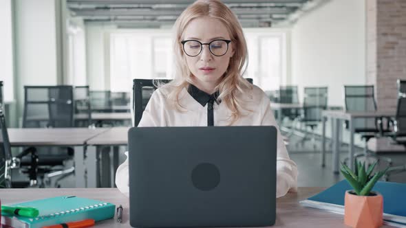 Front View Exhausted Businesswoman