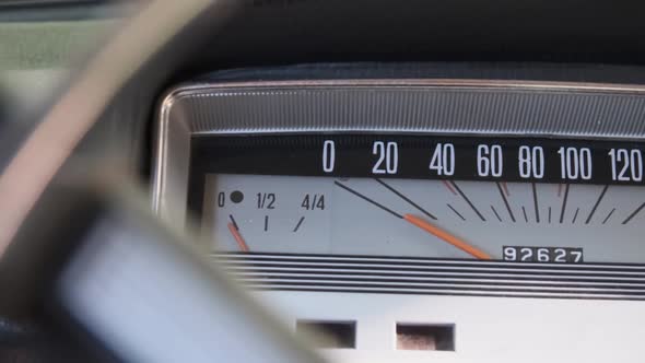 Car Retro Dashboard. Vintage Retro Speedometer and Instrument Panel of Old Car