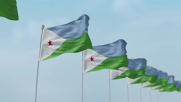 Djibouti  Row Of Flags 