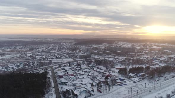 Aerial view of Outskirts of the city at sunset.  03