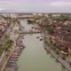 Hoi An River Urban Landscape Channel with Bridge and Boats - VideoHive Item for Sale