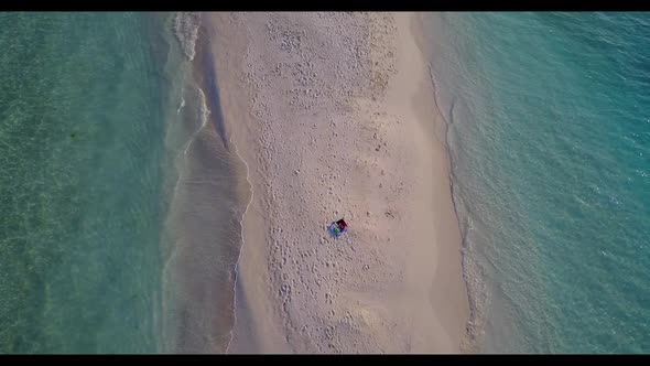 Aerial drone shot abstract of paradise coast beach trip by transparent ocean and white sand backgrou