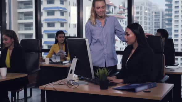 Young Leader Gives Advice to Young Woman Worker