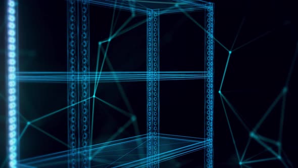Industrial Shelf Hologram Close Up 4k alt