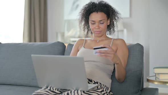 Online Payment Failure on Laptop By African Woman at Home