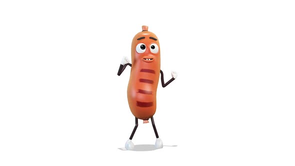 Sausage Dancing Maraschino Dance on White Background