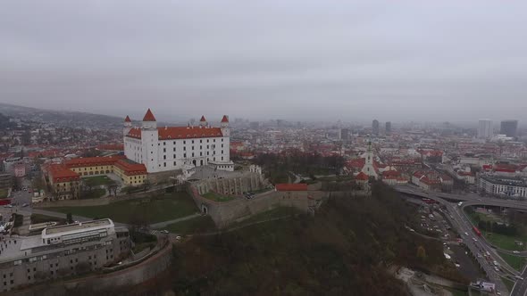 Castle hill in Bratislava, aerial view