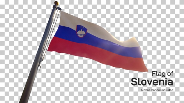 Slovenia Flag on a Flagpole with Alpha-Channel