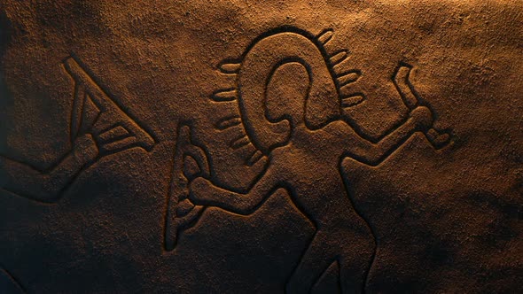 Prehistoric Alien Carving Is Lit Up